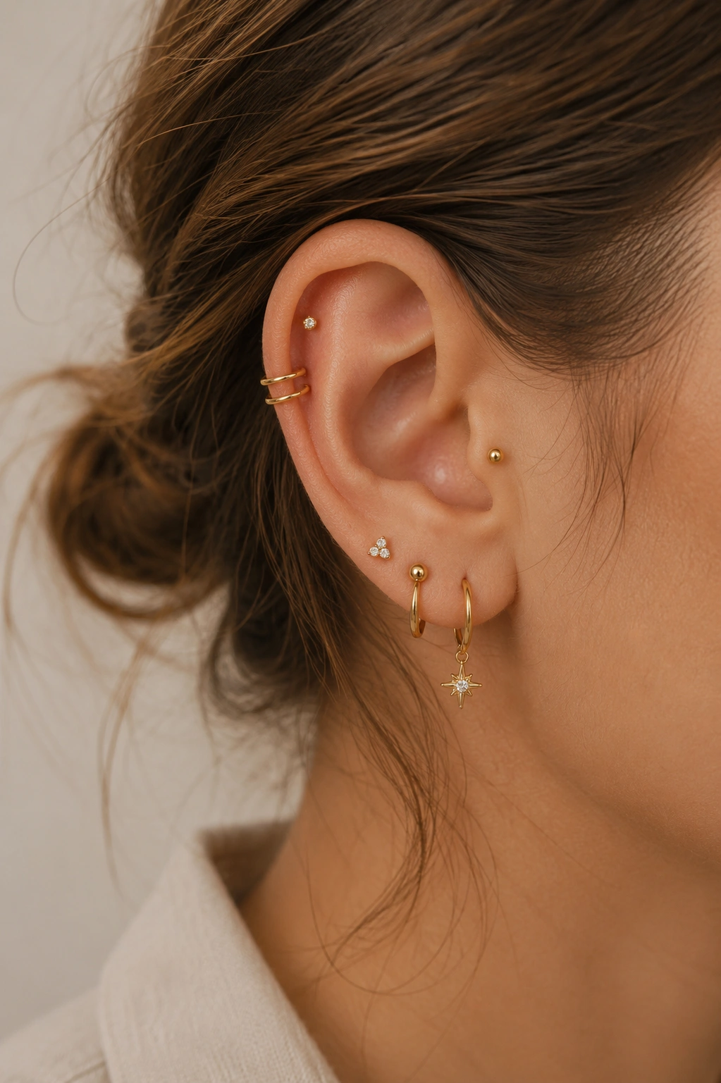 Helix piercing on ear