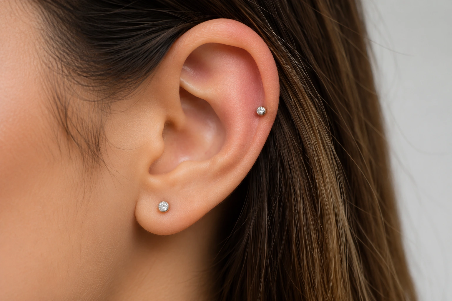 Lower helix piercing on ear